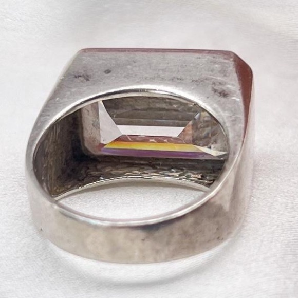 Vintage sterling silver cubic zirconia quartz statement ring - Picture 8 of 10